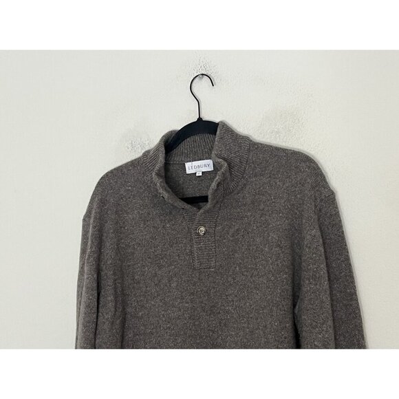 Ledbury Bebinsale 3 Button Brewer Mockneck Sweater 100% Wool Size XL Brown - Picture 2 of 15